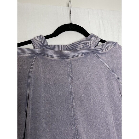 Anthropologie Pilcro Crossover Sweatshirt Size XS Purple Side Slits Acid Wash - Picture 8 of 10